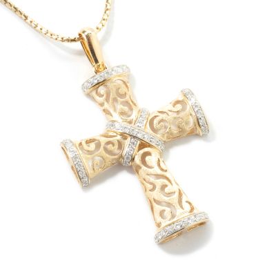 J317505 - 14K Gold 0.50ct Diamond Cut-Out Cross Pendant w/ Chain