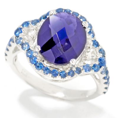 J317532 - 14K White Gold Iolite & Blue / White Sapphire Ring