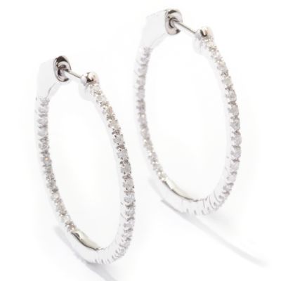 J317533 - 14K White or Yellow Gold 0.50ct Diamond Hoop Earrings