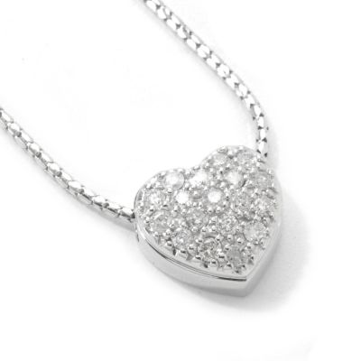 J317591 - 14K White Gold Diamond Heart Pendant w/ Chain