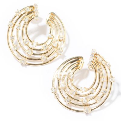 J317617 - 14K Gold Diamond Circle Wire Earrings