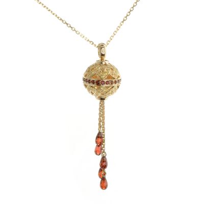 J317675 - 14K Gold Yellow Sapphire & Garnet Drop Pendant w/ Chain