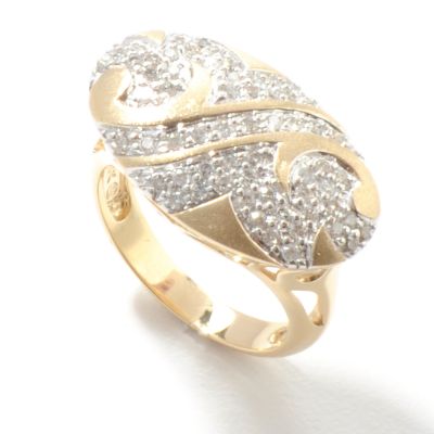 J317677 - 14K Gold Diamond East-West Scroll Ring