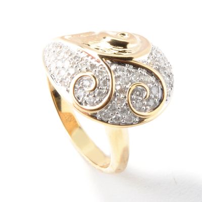 J317680 - 14K Gold Diamond Paisley Ring 