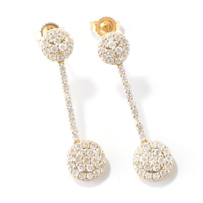 J317682 - 14K Gold 1.00ct Diamond Circle Drop Earrings