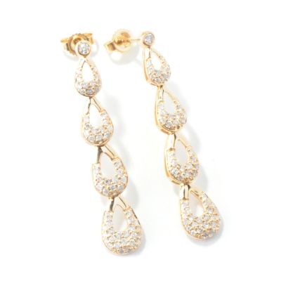 J317683 - 14K Gold Diamond Cascading Teardrop Earrings