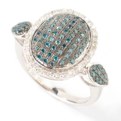 J317701 - 14K White Gold Blue & White Diamond Ring