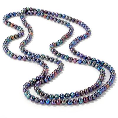 J317748 - 48" 5.5-6.0mm White or Peacock Freshwater Cultured Pearl Necklace