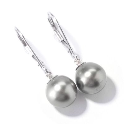 J317761 - 14K White Gold 8-9mm Black Tahitian Cultured Pearl Earrings