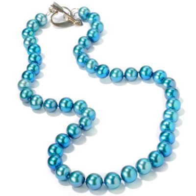 J317820 - Sterling Silver 18" Denim Blue Cultured Freshwater Pearl Necklace 