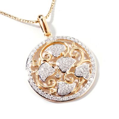 J317829 - 14K Gold 1.00ct Diamond Hearts Circle Pendant w/ Chain