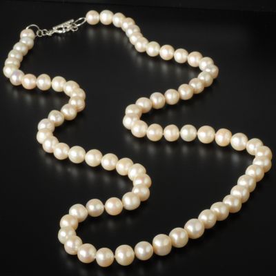 J317843 - Sterling Silver 36" White Cultured Freshwater Pearl Necklace