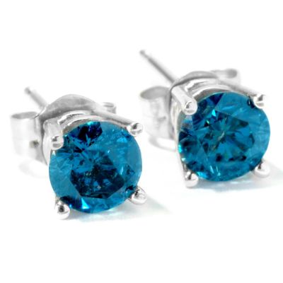 J317878 - 14K White Gold 0.75ct Blue Diamond Stud Earrings 