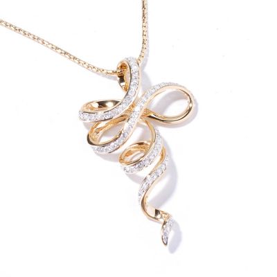J317963 - 14K Yellow Gold Diamond Abstract Cross Pendant w/ Chain 