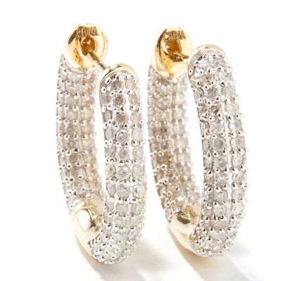 J318281 - 14K White or Yellow Gold 1.50ct Diamond Hoop Earrings