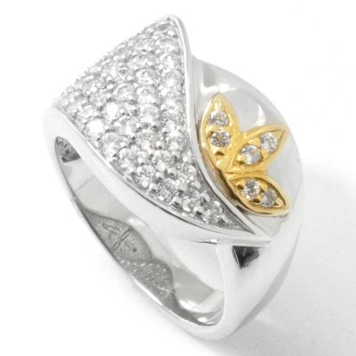 Sterling Silver / Platinum & Vermeil Brilliante Pave Accent Ring