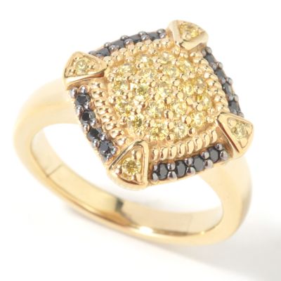Sterling Silver / Vermeil Yellow & Black Brilliante Ring