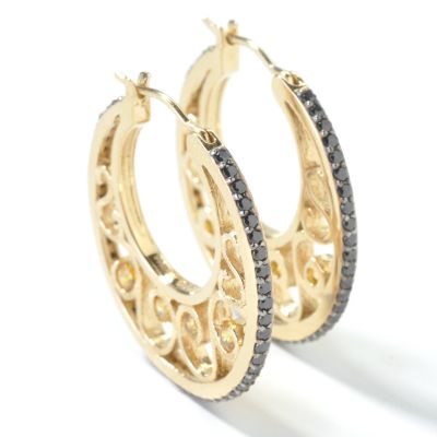 Sterling Silver / Vermeil Yellow & Black Brilliante Hoop Earrings