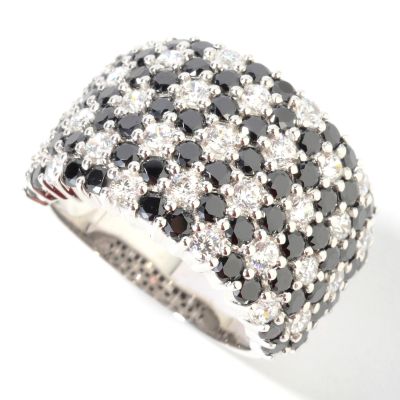 Sterling Silver Black & White Brilliante Wide Band Ring