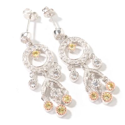 Sterling Silver / 18K Rose & Rhodium Brilliante Chandelier Earrings