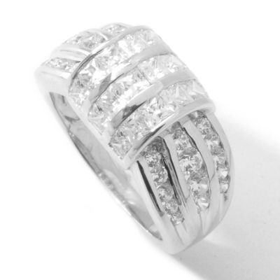 Sterling Silver Round & Square Cut Brilliante Wrapped Ring