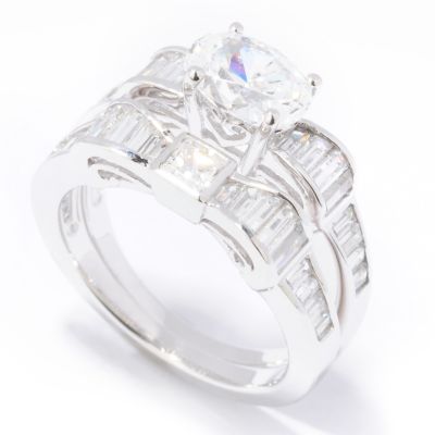 Sterling Silver / Platinum Brilliante Wedding Ring Set