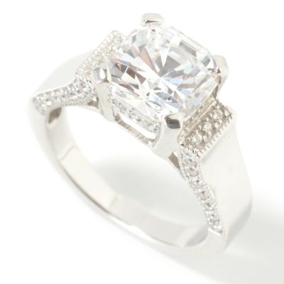 Sterling Silver Princess Cut Gallery Accent Ring