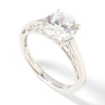 Sterling Silver / Platinum Round Cut Brilliante Solitaire Ring