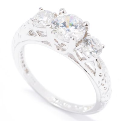 Sterling Silver / Platinum or Vermeil Brilliante Three-Stone Ring