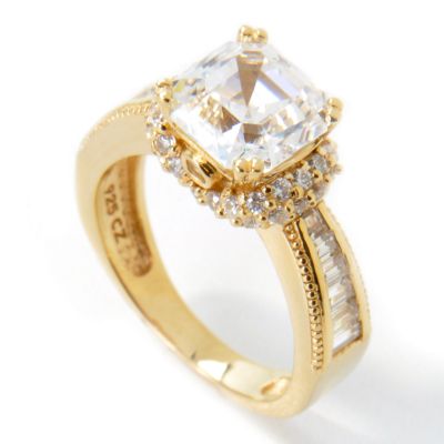 Sterling Silver / Platinum or Vermeil Asscher Cut Brilliante Ring