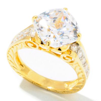J319601 -  Sterling Silver / Platinum or Vermeil Cushion Cut Brilliante Textured Ring