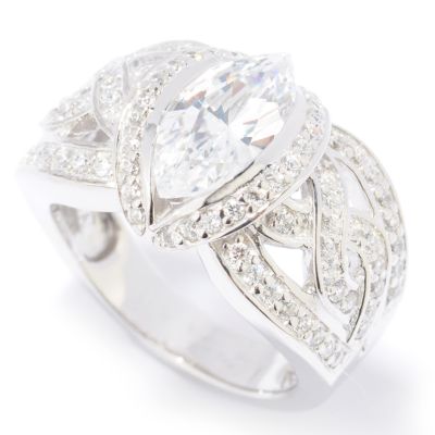 Sterling Silver / Platinum or Vermeil Marquise Cut Brilliante Wide Ring