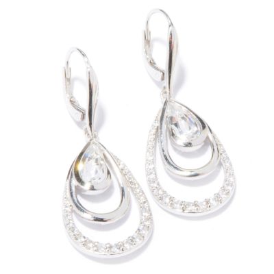 Sterling Silver / Platinum or Vermeil Pear Cut Brilliante Dangle Earrings