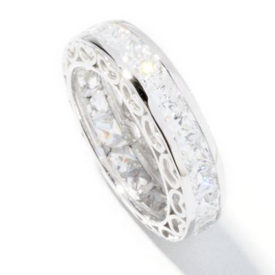 J319608 - BELITA Platinum Embraced Brilliante&reg; Princess Cut Heart Gallery Eternity Ring