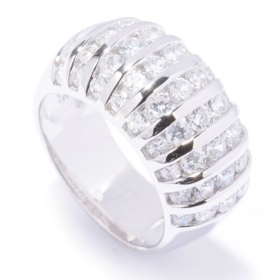 Sterling Silver / Platinum Brilliante Ribbed Band Ring