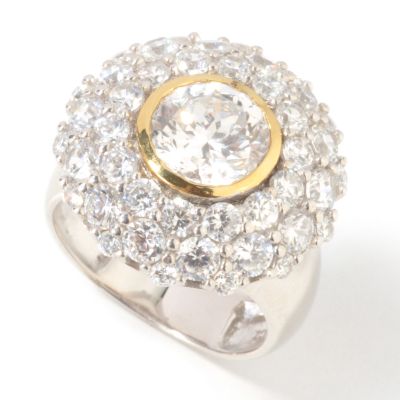 Sterling Silver / Platinum & 18K Vermeil Scintilla Cut Brilliante Pave Ring