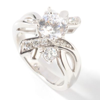 Sterling Silver / Platinum Brilliante Fire Design Ring
