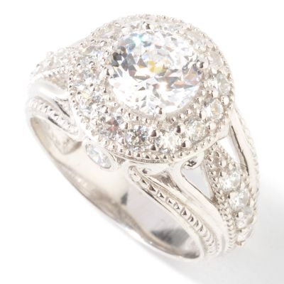 Sterling Silver / Platinum Scintilla Cut Brilliante Rope Edge Ring