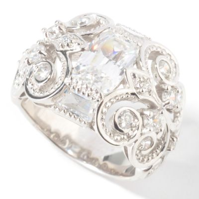 Sterling Silver / Platinum Astree & Trapezoid Cut Brilliante Ring