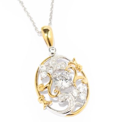 Sterling Silver / Platinum & 18K Vermeil Brilliante Fire Pendant w/ Chain
