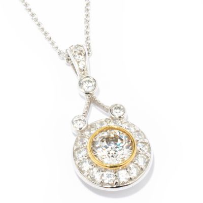 Sterling Silver / Platinum & 18K Vermeil Brilliante Round Pendant w/ Chain