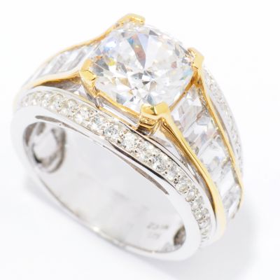 Sterling Silver / Platinum & 18K Vermeil Emperor Cut Brilliante Ring
