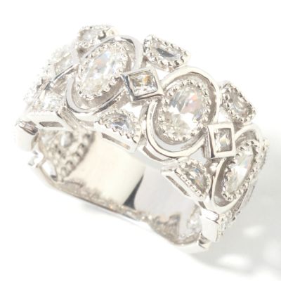 Sterling Silver / Platinum Oval, Half Moon & Princess Cut Brilliante Ring