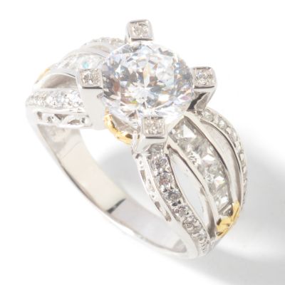 Sterling Silver / Platinum & 18K Vermeil Scintilla Brilliante Prong Ring