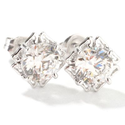 Sterling Silver Brilliante Cage Design Stud Earrings