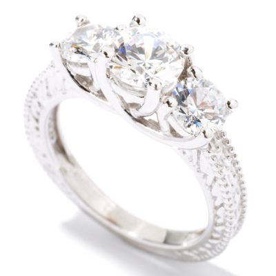J319666 - Platinum 2.00ct Round Cut Brilliante Three-Stone Ring