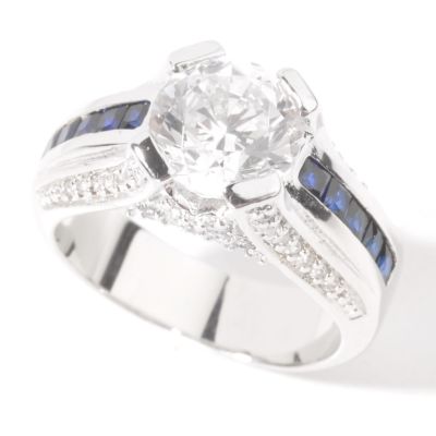 Sterling Silver Brilliante & Simulated Sapphire Ring