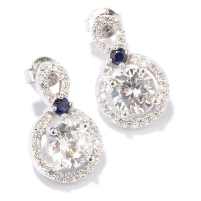 Sterling Silver / Platinum or Vermeil Blue Accent Brilliante Earrings