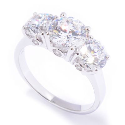 J319710 -  Sterling Silver / Platinum or Vermeil Brilliante 89 Facet Three-Stone Ring