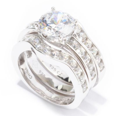 Sterling Silver / Platinum or 18K Vermeil Brilliante Three Ring Set